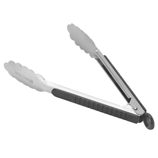 Royalford Kitchen 12" Tongs - Non-Slip & Easy Grip Stainless Steel Handle - Smart Locking Clip