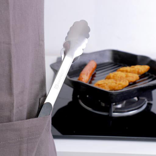 Royalford Kitchen 12" Tongs - Non-Slip & Easy Grip Stainless Steel Handle - Smart Locking Clip