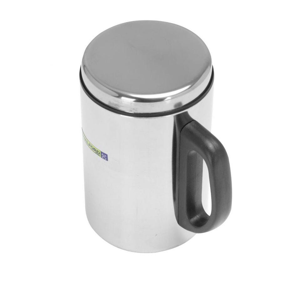 Royalford RF5026 Stainless Steel Travel Mug - 350ml, Silver & Black