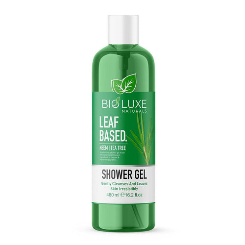 Bioluxe Naturals Leaf Based Shower Gel 480ml, Neem & Tea Tree, Gently Cleanses and Leaves Skin Irresistibly Soft