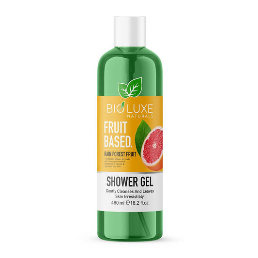 Bioluxe Naturals Fruit Based Shower Gel 480ml, Rain Forest Fruit, Gently Cleanses and Leaves Skin Irresistibly Soft