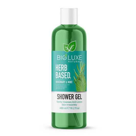 Bioluxe Naturals Herb Based Shower Gel 480ml, Rosemary & Mint, Gently Cleanses and Leaves Skin Irresistibly Soft