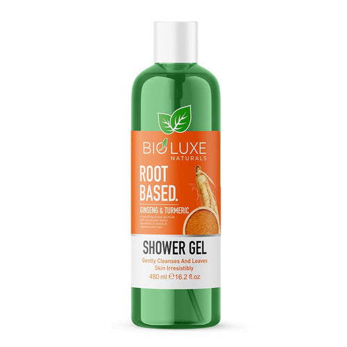 Bioluxe Naturals Root Based Shower Gel 480ml, Ginseng & Turmeric, Gently Cleanses and Leaves Skin Irresistibly Soft