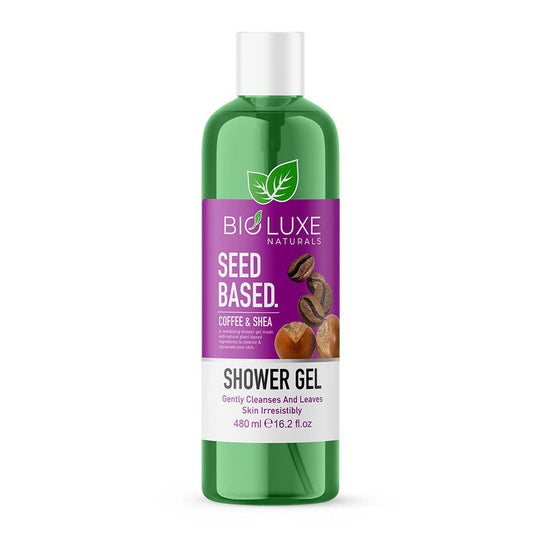 Bioluxe Naturals Seed Based Shower Gel 480ml, Coffee & Shea, Gently Cleanses and Leaves Skin Irresistibly Soft