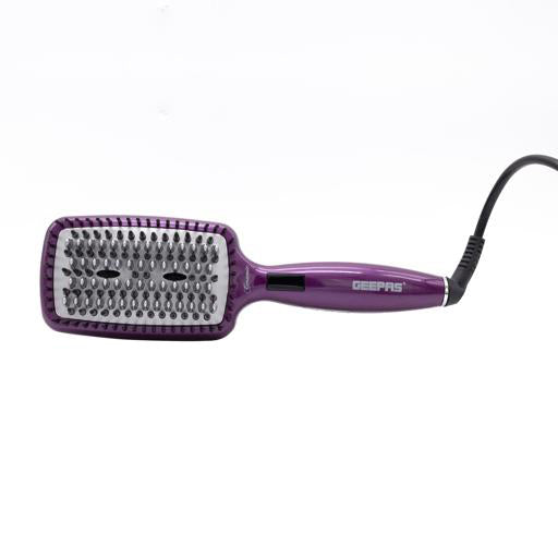 Geepas Ceramic Hair Brush 50W - Digital Temperature Control with Instant Heat Up to 230°C |Fine Bristle for Hair Care | Easy to Clean |Ideal for Short & Long Hairs