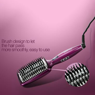 Geepas Ceramic Hair Brush 50W - Digital Temperature Control with Instant Heat Up to 230°C |Fine Bristle for Hair Care | Easy to Clean |Ideal for Short & Long Hairs