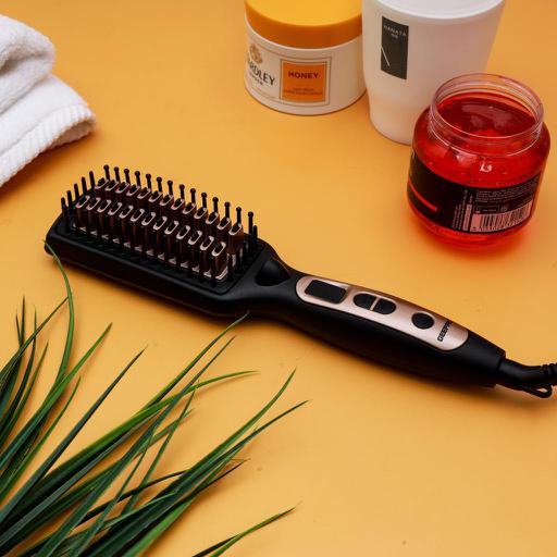 Geepas GHBS86037 Ceramic Hair Brush 45W - Temperature Control with Led Display | 60 Minutes Auto Shut-off | Perfect for Smooth Hair Massage & Styling