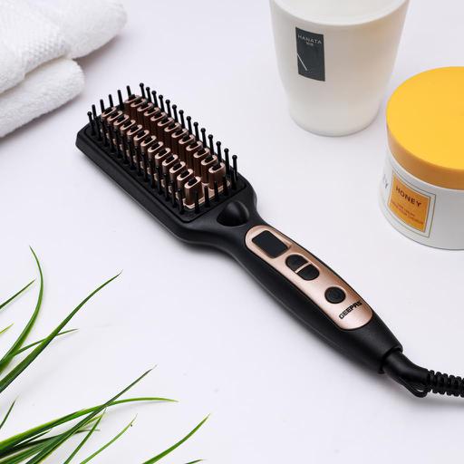 Geepas GHBS86037 Ceramic Hair Brush 45W - Temperature Control with Led Display | 60 Minutes Auto Shut-off | Perfect for Smooth Hair Massage & Styling