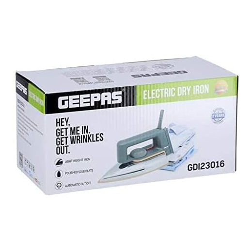 Geepas 1200W Dry Iron - Non-Stick Coating Plate & Adjustable Thermostat Control | Indicator Light | 2 Years Warranty