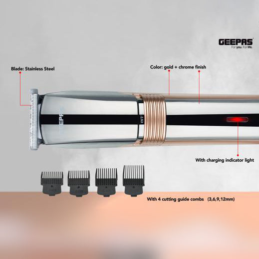 Rechargeable Hair and Bread Trimmer, 4 Guide Combs, GTR56047 | Professional Cordless Hair Clippers | Rechargeable Haircut Kit with Steel Blade | Grooming Kit with Guide Comb