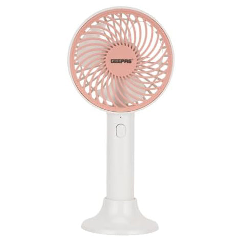 Geepas 4" Handy Fan- GF21206/ 3 Speed Control,6 Hours Long Working Time, Rechargeable for Indoor and Outdoor Use by Women and Men, Makeup Artist, Table Standing Base