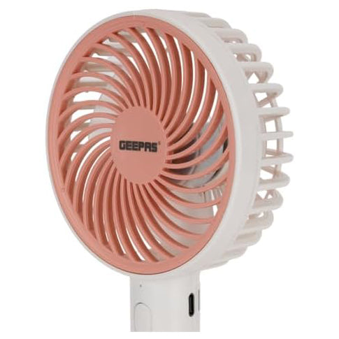 Geepas 4" Handy Fan- GF21206/ 3 Speed Control,6 Hours Long Working Time, Rechargeable for Indoor and Outdoor Use by Women and Men, Makeup Artist, Table Standing Base