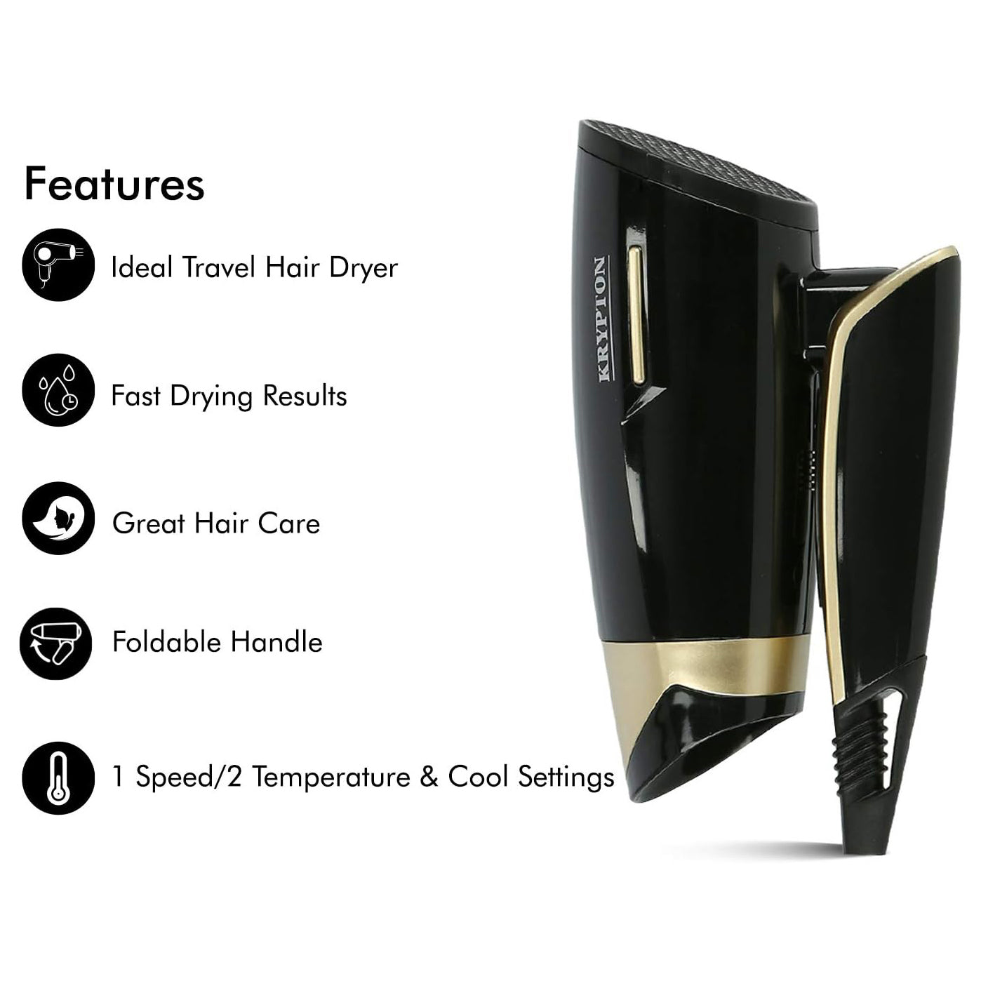 KRYPTON KNH6056N,Krypton Essential Travel Hair Dryer