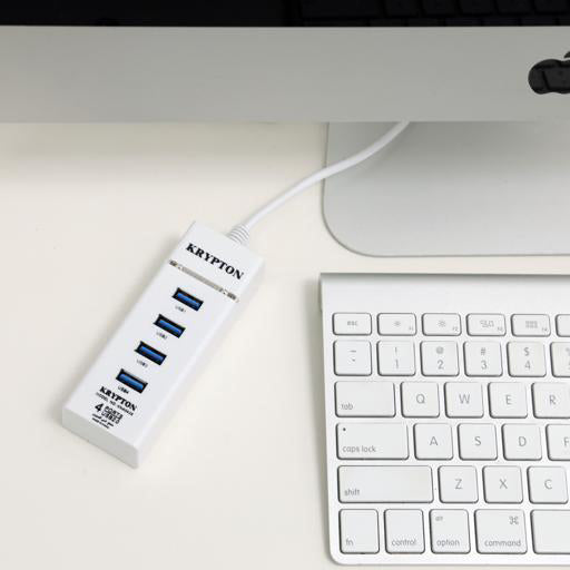 USB 2.0 Super Hub, Compatible with USB 1.1, KNA5428 - 500GB Support, Blue LED for Power, Speed Up to 480mbps, 30cm Cable Length, 4 Port USB 2.0