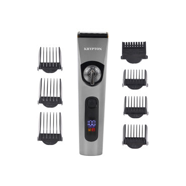 KRYPTON Professional Hair And Beard Trimmer, Rechargeable With High-Capacity Li Battery And 4 Hours Working Time, Quick Charge- KNTR5467 Grey