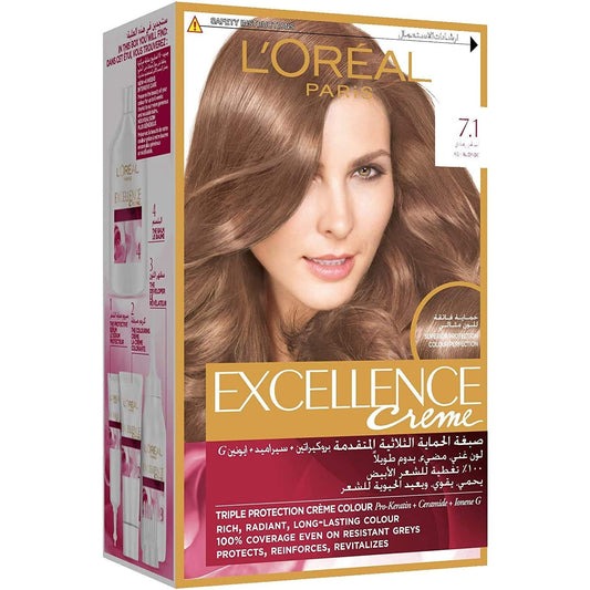 LOREAL EXCELLENCE CREME 7.1 ASH BLONDE
