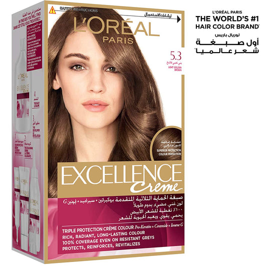 LOREAL EXCELLENCE CREME 5.3 LIGHT GOLDEN BROWN