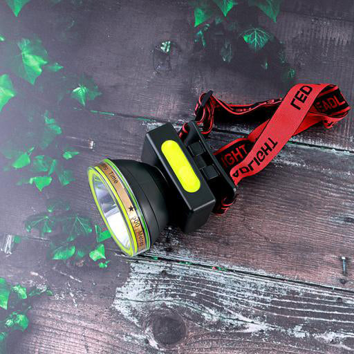 Geepas Rechargeable Water Proof LED Head Lamp – 15 Hours Working Time with 4000 mah Battery, Adjustable Headband | Ideal for Trekking, Camping, Construction Site