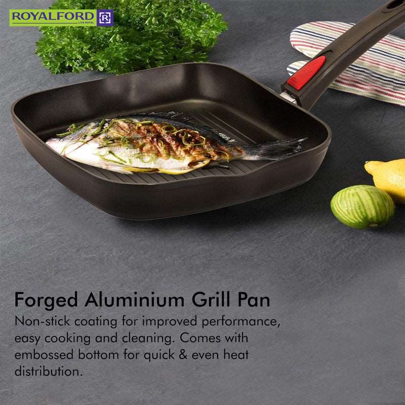 Royalford Forged Grill Pan, 28 cm, Aluminum