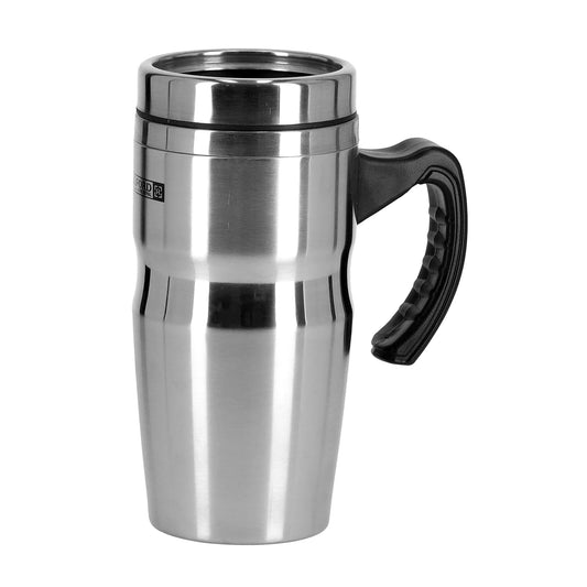 Royalford RF9817 480ml Travel Double Wall Mug - Coffee Mug Tumbler with Handle & Compact Lid For Travel Friendly |Portable Inner Stainless Steel Wall Leak-proof Lid BPA Free Reusable & Hot/Cold Drinkw