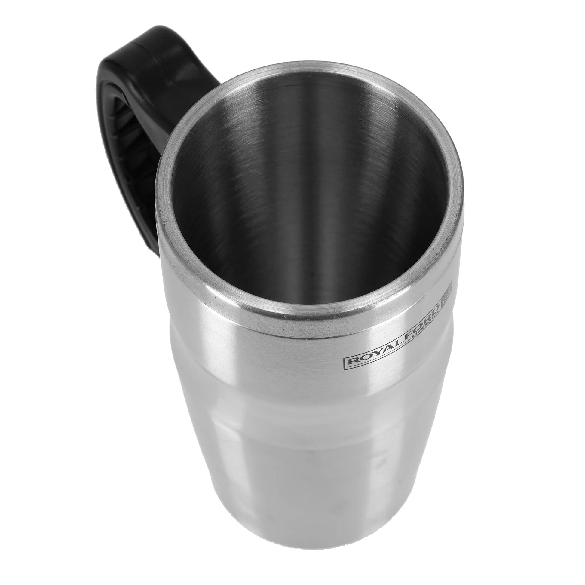 Royalford RF9817 480ml Travel Double Wall Mug - Coffee Mug Tumbler with Handle & Compact Lid For Travel Friendly |Portable Inner Stainless Steel Wall Leak-proof Lid BPA Free Reusable & Hot/Cold Drinkw