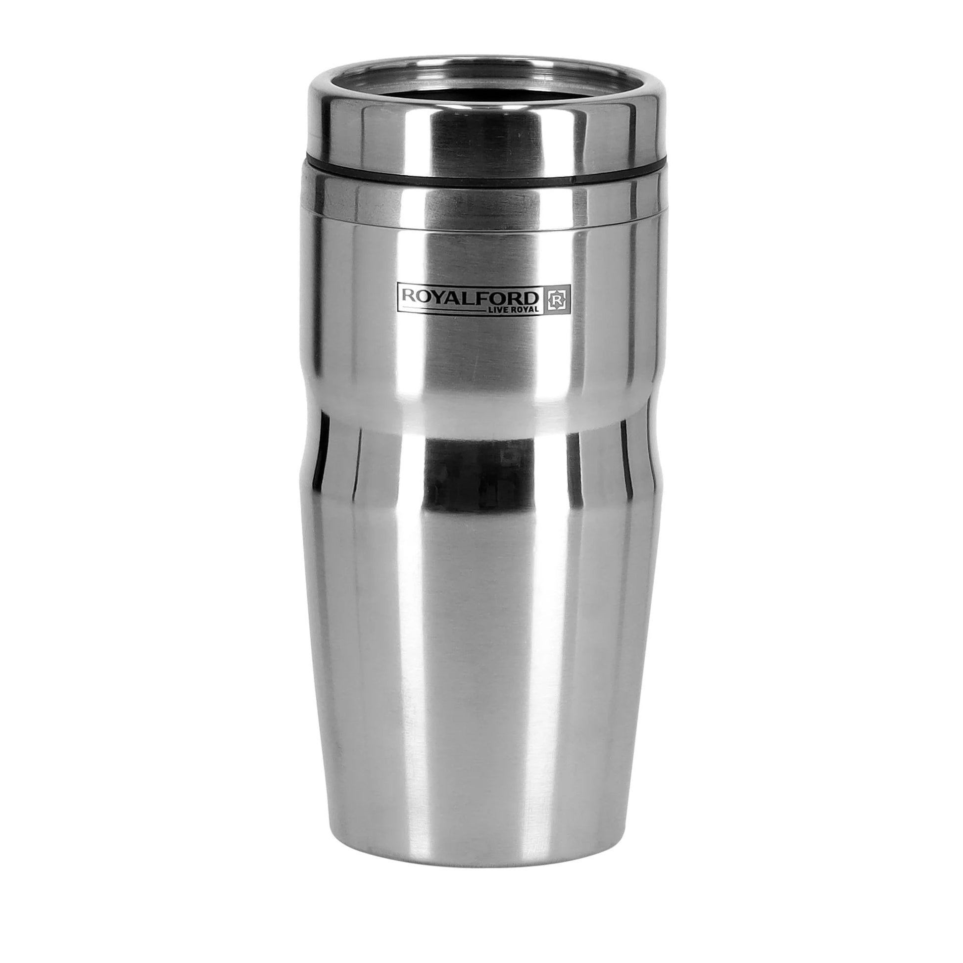 Royalford RF9817 480ml Travel Double Wall Mug - Coffee Mug Tumbler with Handle & Compact Lid For Travel Friendly |Portable Inner Stainless Steel Wall Leak-proof Lid BPA Free Reusable & Hot/Cold Drinkw