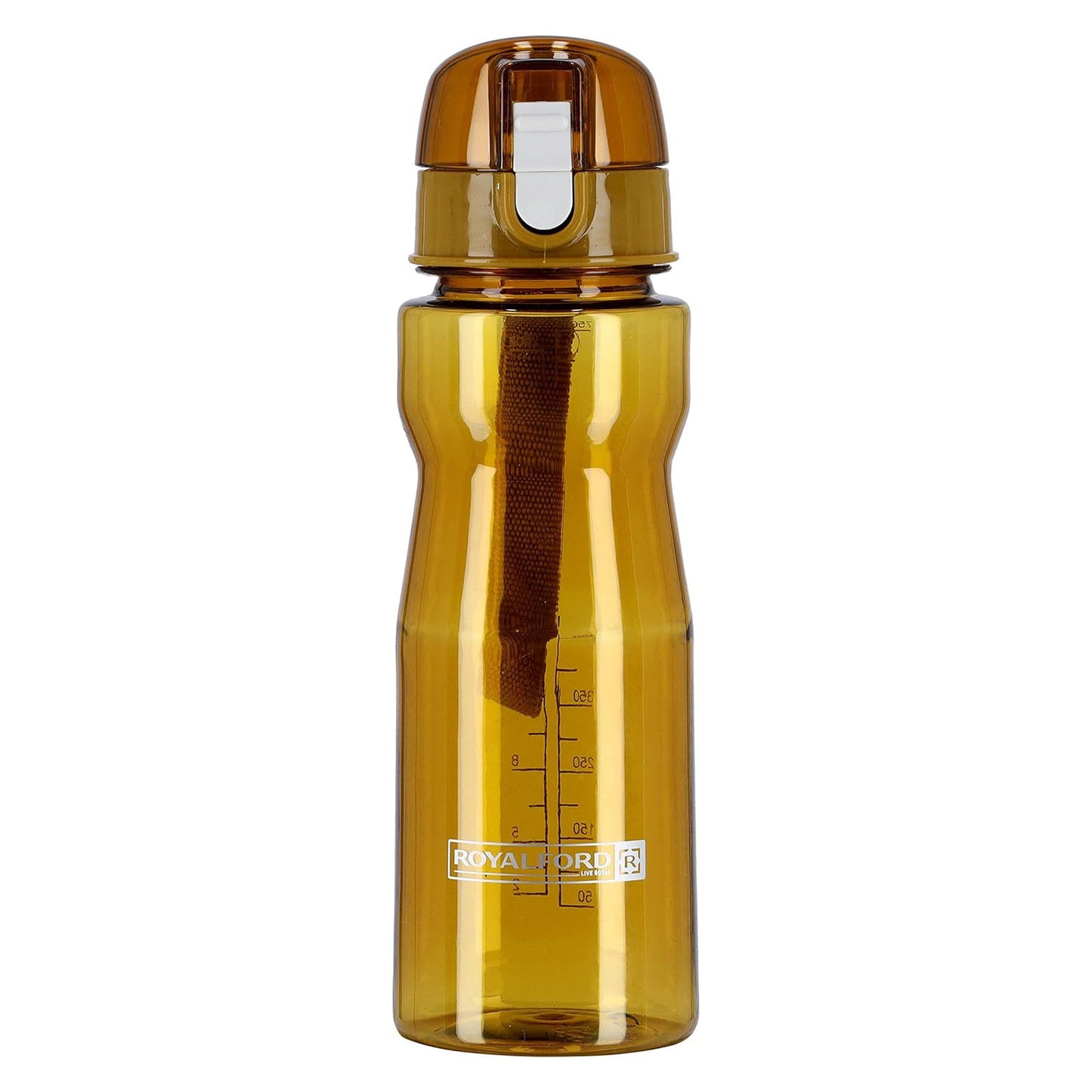 Royalford Water Bottle With Volume Marker Portable Bpa Free & Frosted Polymer Plastic, Fast Flow & Leak Proof Flip Lid With Carry Loop, Rf5224Tn, Royalford Water Bottle 750 Ml Tan