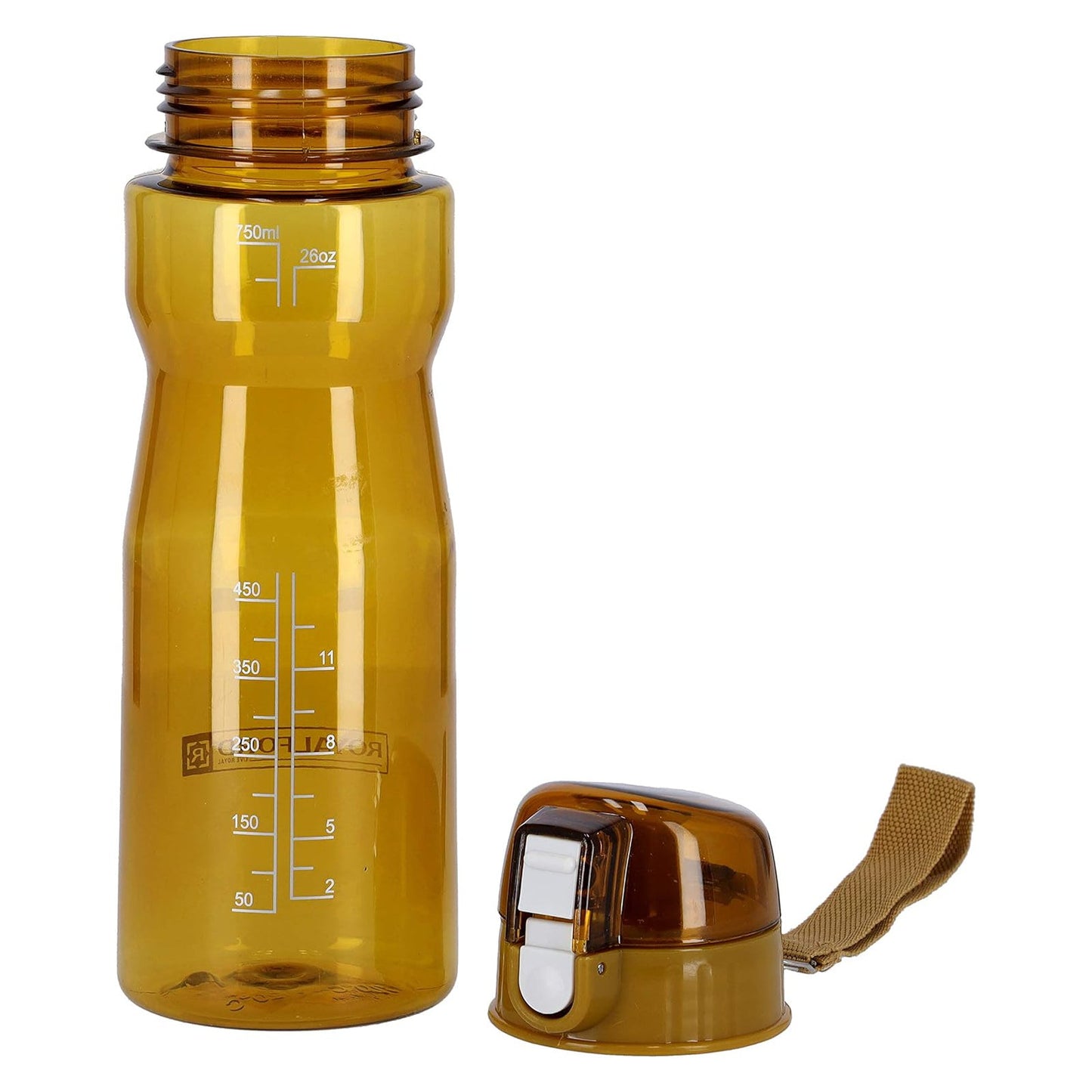 Royalford Water Bottle With Volume Marker Portable Bpa Free & Frosted Polymer Plastic, Fast Flow & Leak Proof Flip Lid With Carry Loop, Rf5224Tn, Royalford Water Bottle 750 Ml Tan