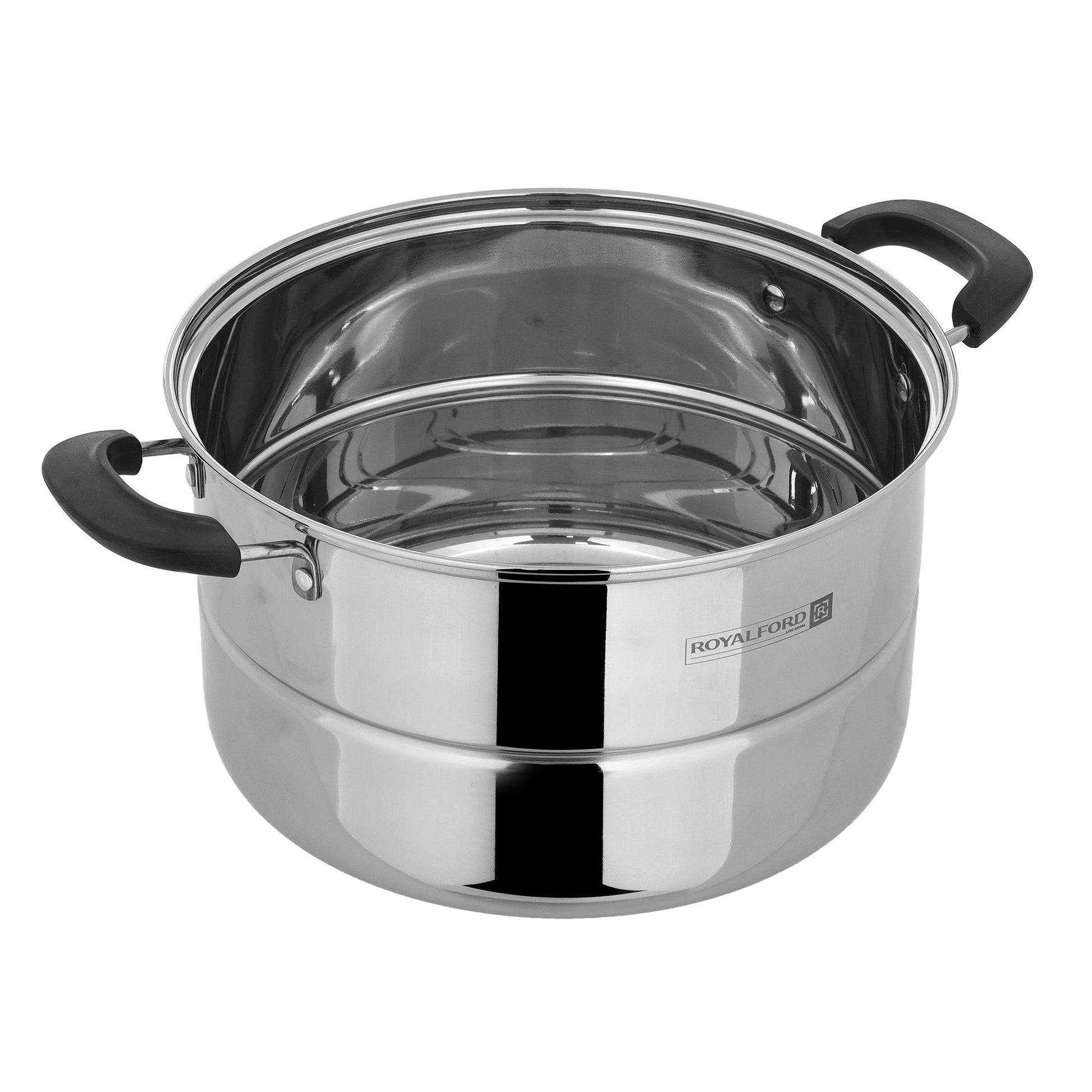 Royalford RF9948 7.3L Double Layer Steamer Pot - Stainless Steel Durable With Cool Touch Handles | Dishwasher Safe | Compatible To All Types Cooking Tops