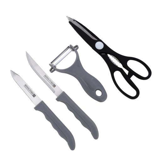 5Pcs Kitchen Gadget Set, Elegant & Multifunctional, RF10463 | Stainless Steel & PP | Set Includes Vegetable Peeler, Food Scissor, Cutting Board, Knife for Kitchen, Office, & More