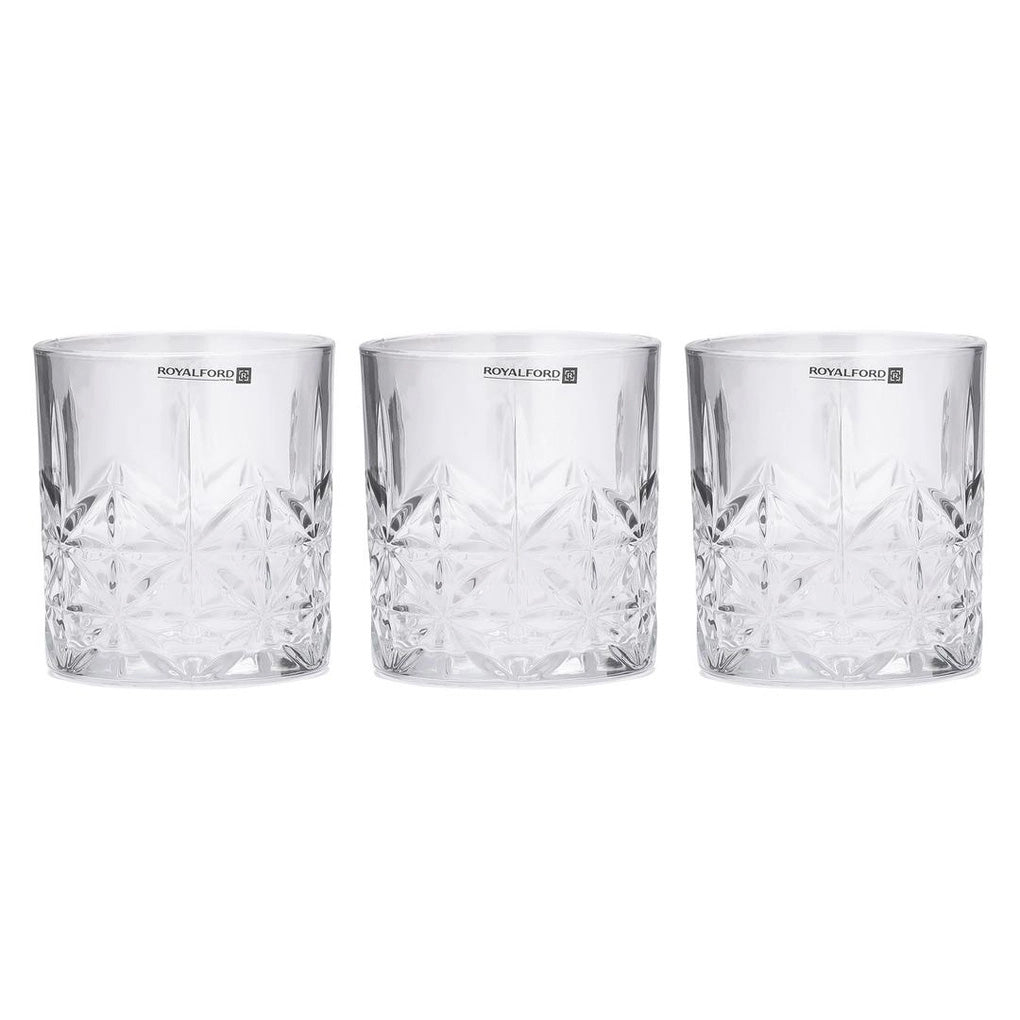 Royalford Transparent Glass Tumbler Set, RF11658 (320 ml, Pack of 3)