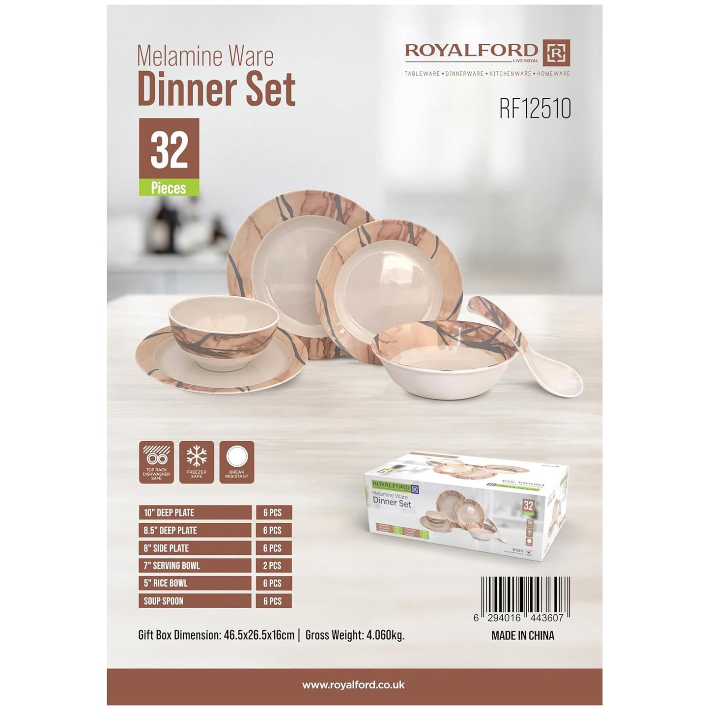 ROYALFORD MELAMINE DINNER SET 32PCS