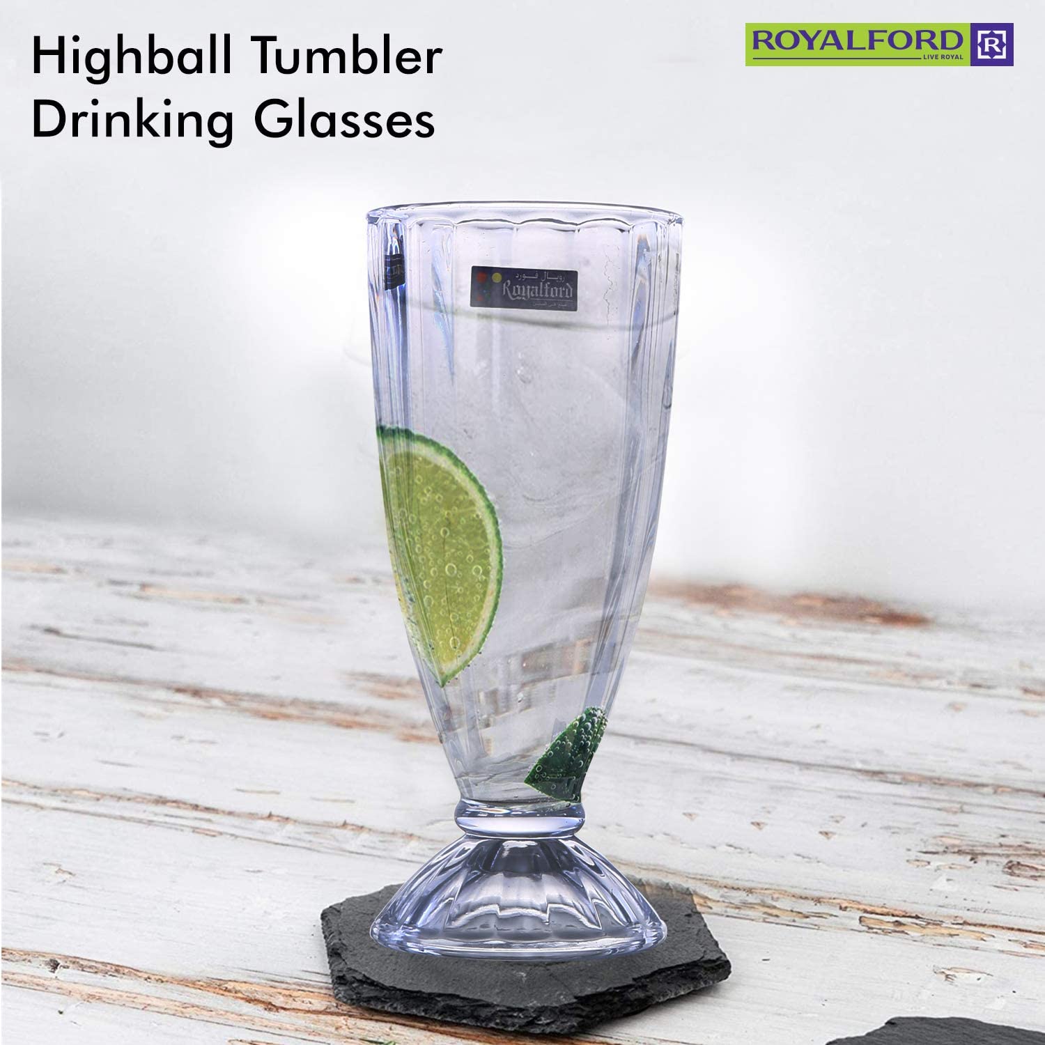 Royalford 6 piece Cocktail Tumbler Set 14oz, Multi-Colour, RF6782