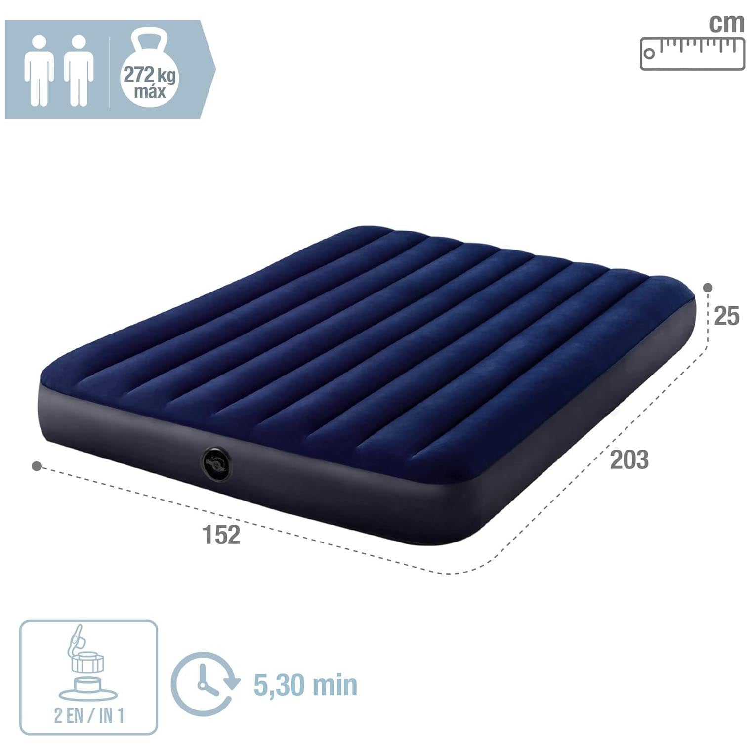 Intex Dura-Beam Standard Classic Downy Air Bed, 152 x 203 x 25 cm