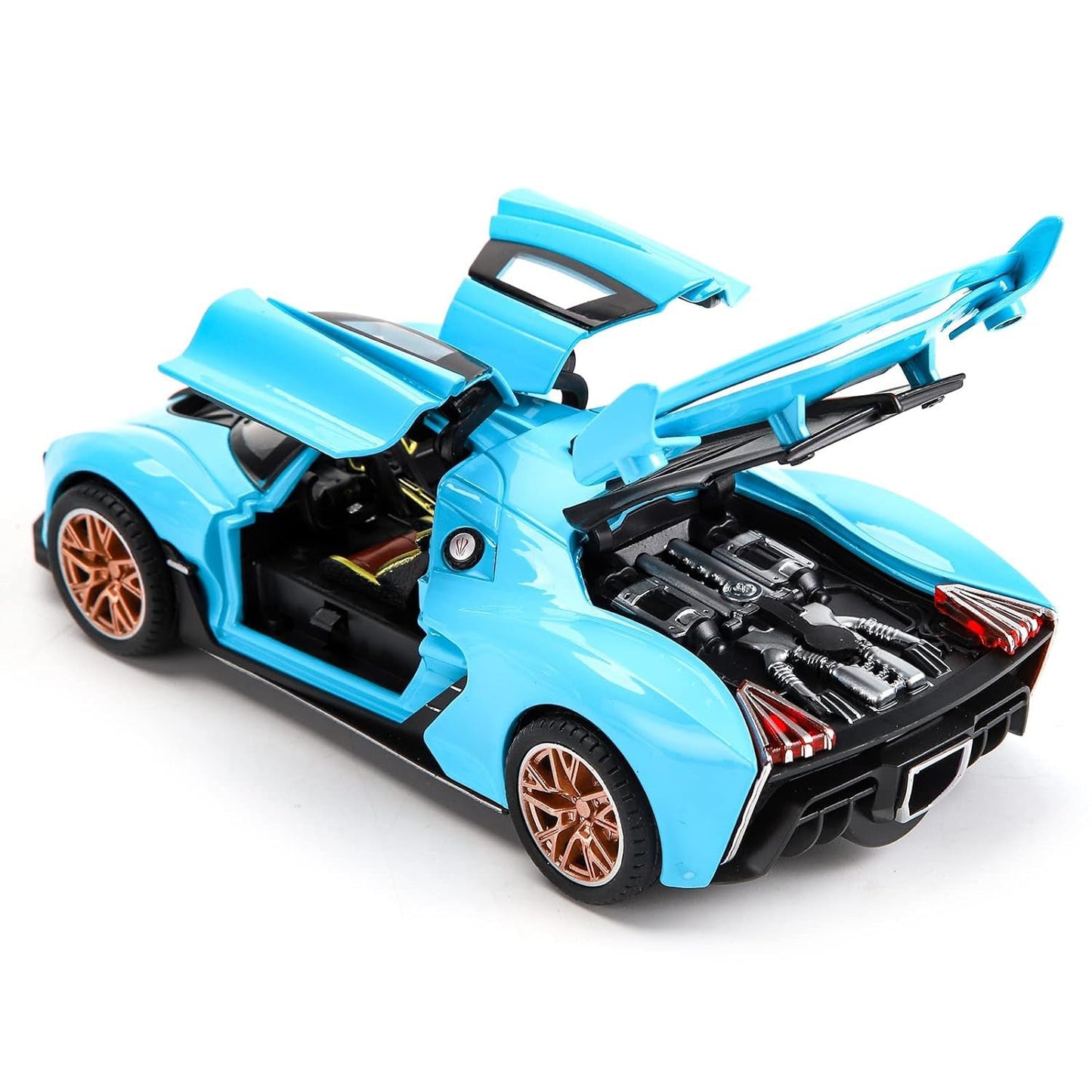 Sport Car Model with Fog Stream Cool Lights Sounds and One Key Open Door Collectible Toys Vehicle for Adults and Kids Gifts for Boys and Girls (Blue)