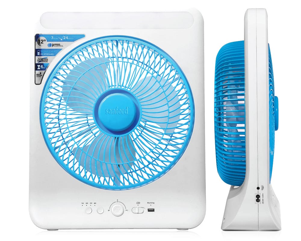 SANFORD RECHARGEABLE BOX FAN WITH LED LIGHT - 12inch