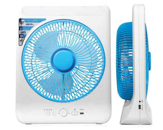 SANFORD RECHARGEABLE BOX FAN WITH LED LIGHT - 12inch