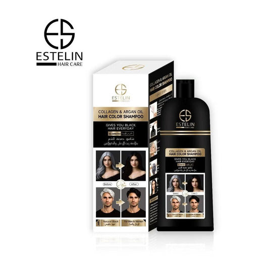 ESTELIN Collagen & Argan Oil Hair Color Shampoo Natural Black 400 ML