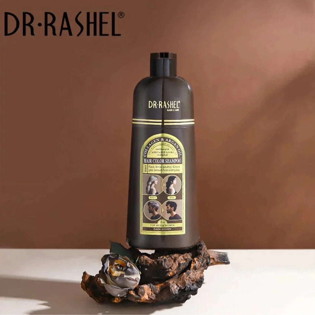 Dr.Rashel Collagen And Argan Oil Hair Color Shampoo Dark Brown - 400ml