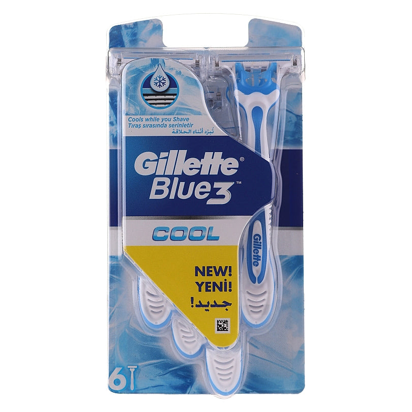 Gillette Blue3 Disposable Razor 6 Cool Blister Pack for Men