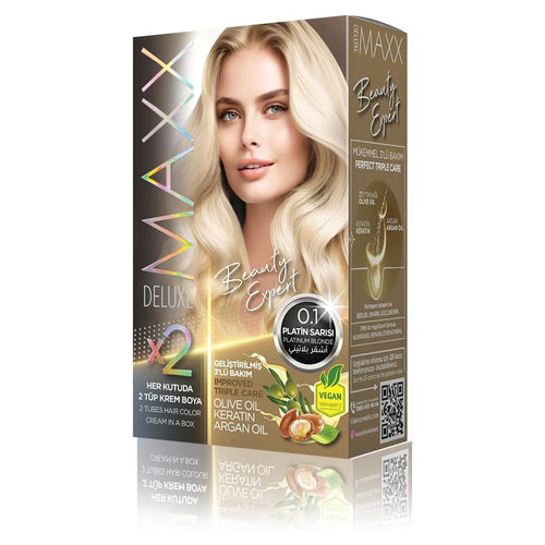 MAXX DELUXE BEAUTY EXPERT HAIR COLOR (KERATIN) (2 X 50 ML) (Platinum Yellow 0.1)