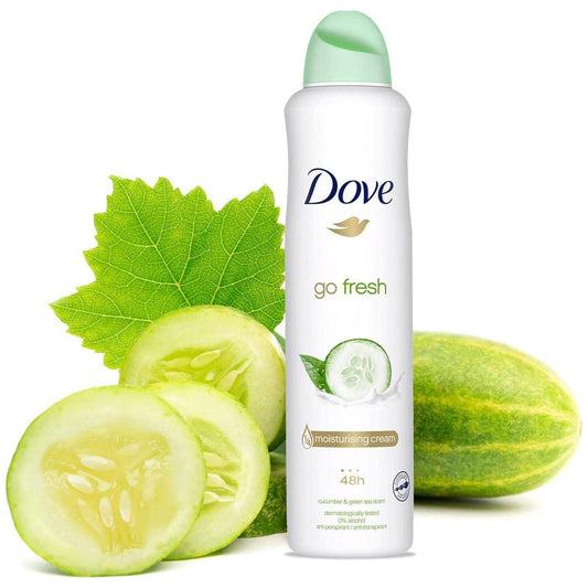 Dove Go Fresh Cucumber & Green Tea Anti-perspirant Deodorant with ¼ moisturising cream aerosol with a long-lasting, fresh fragrance 250 ml