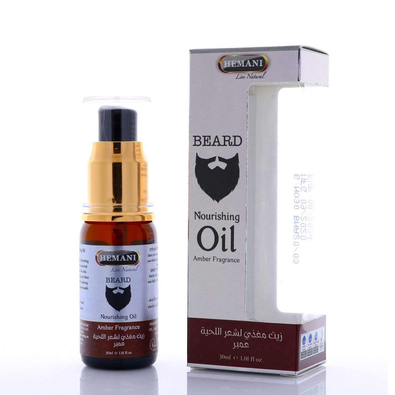 Hemani Beard Oil 30ml -Amber Fragrance - Blend of Essential Oils - Enhanced with Tea Tree Oil - Conditions, Nourishes & Softens Beard - Ideal for Healthy Beard - Relief from itchy, flaky skin