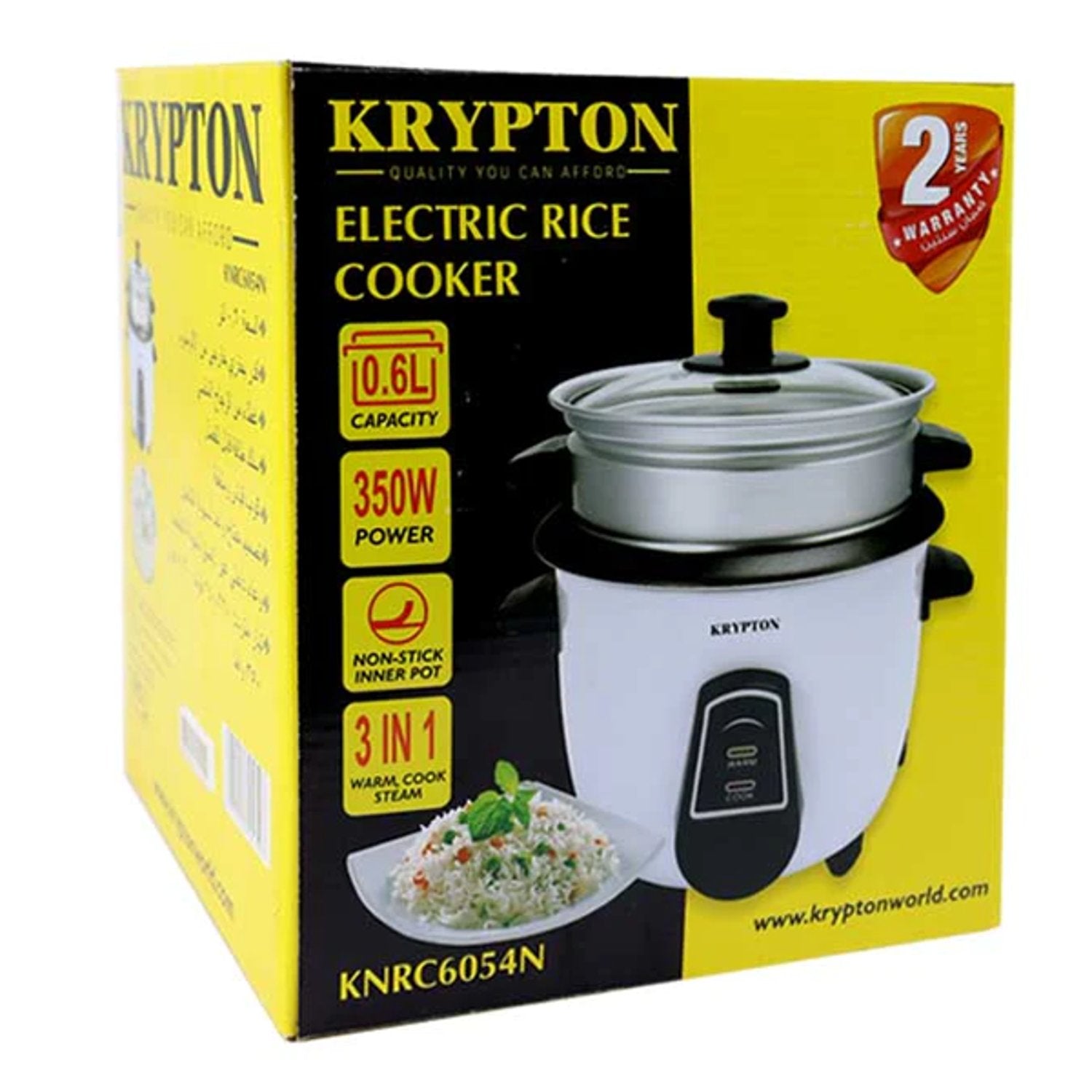 Krypton Electric Rice Cooker With 0.6L Capacity and Non-stick Inner Pot – KNRC6054N