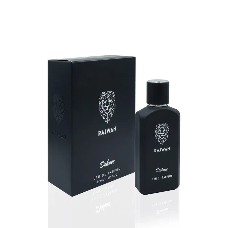 A bottle of men's perfume with a refreshing and intoxicating blend of lemon, mandarine, aquatic, melon, and green top notes, complemented by heart notes of apple, jasmine, lily, pear, and peach. The fragrance has a unique and curious trail, with a base note of musk, wood, amber, moss, and patchouli.