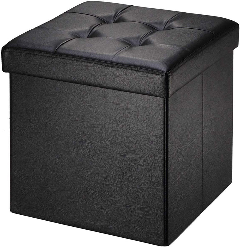 OTTOMAN STORAGE BOX - BLACK - 33 * 33 * 33 CM