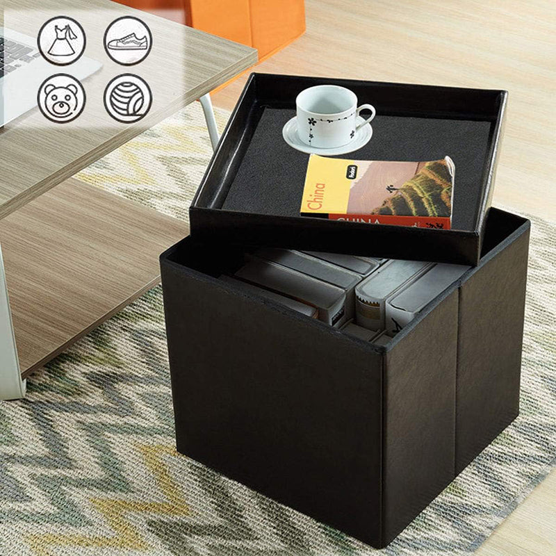 OTTOMAN STORAGE BOX - BLACK - 33 * 33 * 33 CM