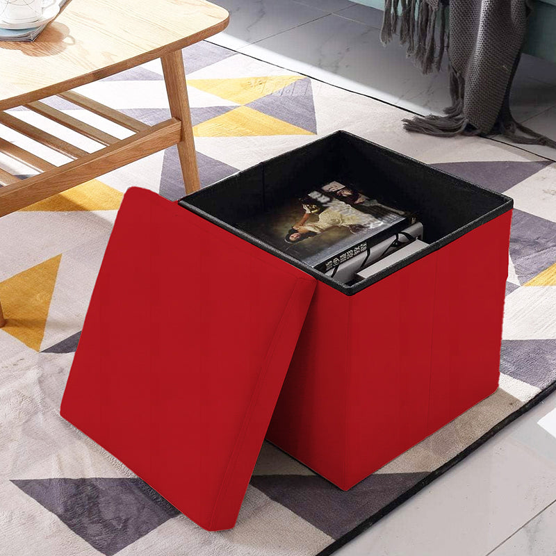 OTTOMAN STORAGE BOX - RED - 33 * 33 * 33 CM