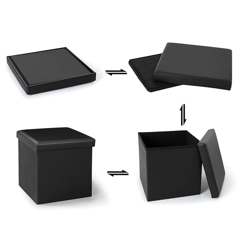 OTTOMAN STORAGE BOX - BLACK - 33 * 33 * 33 CM