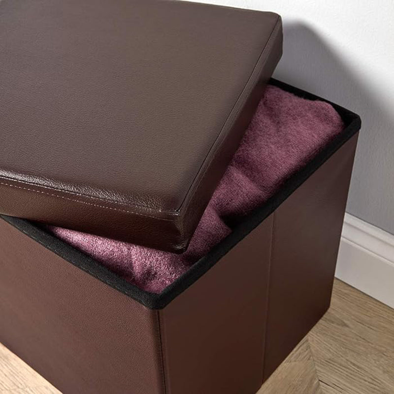 OTTOMAN STORAGE BOX - BROWN - 33 * 33 * 33 CM